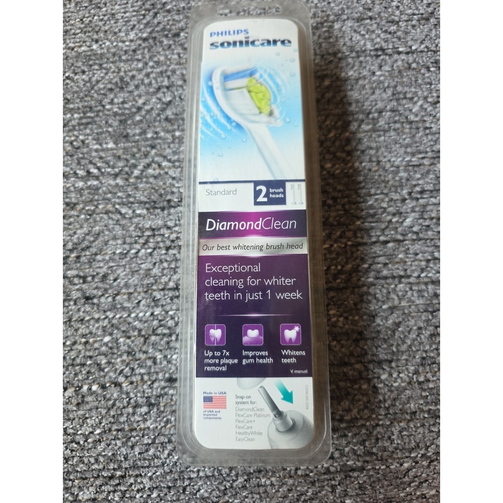 Philips Sonicare Standard Diamond Clean 2 Brush Heads HX6062 Snap‎ On System